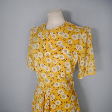 Load image into Gallery viewer, 40s YELLOW FLORAL PRINT SOFT RAYON TEA DRESS - S-M