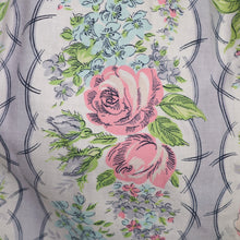 Load image into Gallery viewer, 50s ROMANTIC GREY AND PASTEL PINK FLORAL ROSE PRINT DRESS - S-M