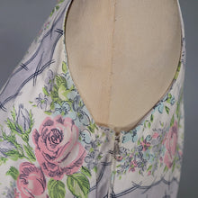 Load image into Gallery viewer, 50s ROMANTIC GREY AND PASTEL PINK FLORAL ROSE PRINT DRESS - S-M