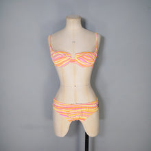 Load image into Gallery viewer, 60s BRIGHT YELLOW AND PINK STRIPE JANTZEN ITSY BITSY BIKINI - XS