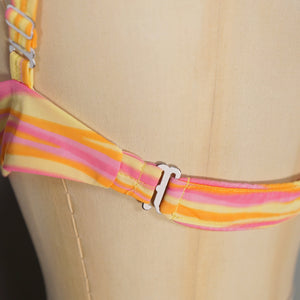 60s BRIGHT YELLOW AND PINK STRIPE JANTZEN ITSY BITSY BIKINI - XS