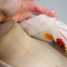 Load image into Gallery viewer, 60s SHEER WHITE HAND EMBROIDERED HUNGARIAN FOLK SMOCK BLOUSE - M