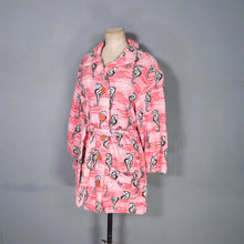 Load image into Gallery viewer, 50s PINK NOVELTY SEA HORSE PATTERN TERRY TOWELLING ROBE / BEACH JACKET - FREE SIZE