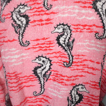 Load image into Gallery viewer, 50s PINK NOVELTY SEA HORSE PATTERN TERRY TOWELLING ROBE / BEACH JACKET - FREE SIZE