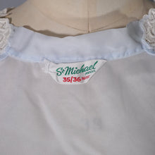 Load image into Gallery viewer, 50s 60s ST MICHEALS SHEER PASTEL BLUE BLOUSE WITH LACE COLLAR - M