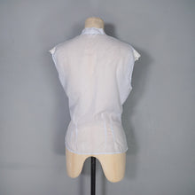 Load image into Gallery viewer, 50s 60s ST MICHEALS SHEER PASTEL BLUE BLOUSE WITH LACE COLLAR - M