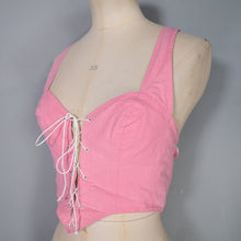 Load image into Gallery viewer, 80s does 50s BRIDGET OF STRAWBERRY STUDIO PINK LACE UP CORSET SUN TOP - XS-S