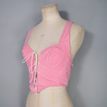 Load image into Gallery viewer, 80s does 50s BRIDGET OF STRAWBERRY STUDIO PINK LACE UP CORSET SUN TOP - XS-S