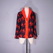 Load image into Gallery viewer, 70s EQUESTRIAN / WESTERN STYLE RED AND BLACK HORSE HEAD PATTERN CARDIGAN - S