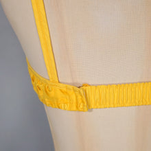 Load image into Gallery viewer, 70s YELLOW BRODERIE ANGLAISE COTTON CROPPED BRA SUN TOP - S