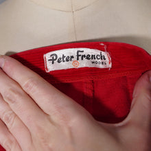 Load image into Gallery viewer, 50s PETER FRENCH BRIGHT RED CORDUROY FULL SKIRT - 24"