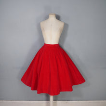 Load image into Gallery viewer, 50s PETER FRENCH BRIGHT RED CORDUROY FULL SKIRT - 24"