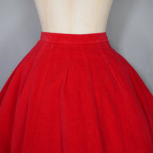 Load image into Gallery viewer, 50s PETER FRENCH BRIGHT RED CORDUROY FULL SKIRT - 24"