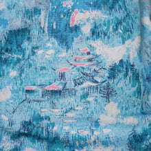 Load image into Gallery viewer, 50s PASTEL BLUE AND PINK ASIAN LANDSCAPE PRINT STRAPPY FULL SKIRTED SUN DRESS