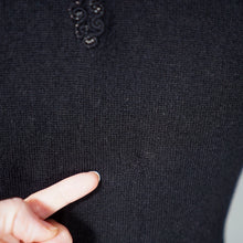 Load image into Gallery viewer, 50s GOTHIC "MILADI-ANN" FINE KNIT JUMPER TO WITH MESH AND SOUTACHE - XS-S