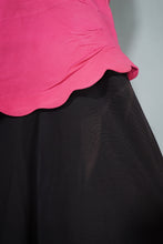 Load image into Gallery viewer, 40s PINK AND BLACK RAYON RHINESTONED COCKTAIL DRESS - XS
