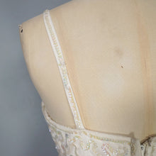 Load image into Gallery viewer, 50s 60s STRAPPY SHEER WHITE FULL SKIRTED PARTY DRESS WITH SEQUINS - XS