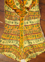Load image into Gallery viewer, 50s GREEN, ORANGE AND YELLOW &quot;SWAN&quot; SHIRRED COTTON SWIMSUIT - S