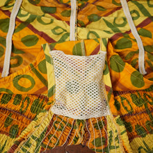 Load image into Gallery viewer, 50s GREEN, ORANGE AND YELLOW &quot;SWAN&quot; SHIRRED COTTON SWIMSUIT - S