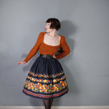 Load image into Gallery viewer, 80s does 50s BLACK FRUIT BORDER PRINT FULL SKIRT - 29-30&quot;