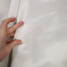 Load image into Gallery viewer, 40s 50s WHITE SATIN EVEING DRESS WITH BLACK VELVET FLOWERS AND COLLAR - S