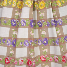 Load image into Gallery viewer, 50s BROWN CHECK WITH RAINBOW FLORAL COTTON DAY DRESS - S
