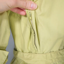 Load image into Gallery viewer, 50s 60s JOHN SELBY LADY-ABOUT-TOWN PALE GREEN EMBROIDERED SHIRTWAIST DRESS WITH BELT - M