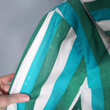 Load image into Gallery viewer, 50s 60s COLOURFUL GREEN AND WHITE STRIPE SHIRTWAIST WITH FULL SKIRT - S
