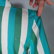 Load image into Gallery viewer, 50s 60s COLOURFUL GREEN AND WHITE STRIPE SHIRTWAIST WITH FULL SKIRT - S