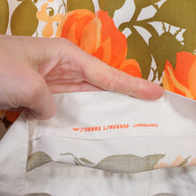 Load image into Gallery viewer, 50s 60s WHITE AND VIVID ORANGE FLORAL ONE SHOULDER FIT AND FLARE DRESS - XS-S