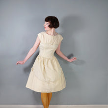 Load image into Gallery viewer, 50s 60s "GERTIE" YELLOW STRIPE COTTON DAY DRESS - S