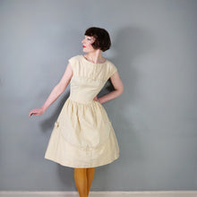 Load image into Gallery viewer, 50s 60s "GERTIE" YELLOW STRIPE COTTON DAY DRESS - S