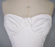 Load image into Gallery viewer, 50s 60s ST MICHAEL STRAPLESS WHITE SUN TOP / BONED BUSTIER - XS