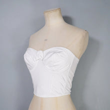 Load image into Gallery viewer, 50s 60s ST MICHAEL STRAPLESS WHITE SUN TOP / BONED BUSTIER - XS
