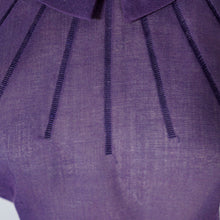 Load image into Gallery viewer, 50s AUBERGINE COLOURED SEMI SHEER SHORT SLEEVE BLOUSE TOP - M
