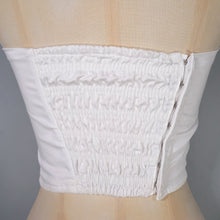 Load image into Gallery viewer, 50s 60s ST MICHAEL STRAPLESS WHITE SUN TOP / BONED BUSTIER - XS