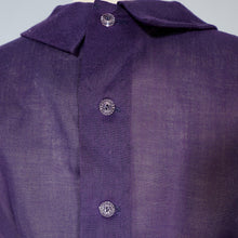 Load image into Gallery viewer, 50s AUBERGINE COLOURED SEMI SHEER SHORT SLEEVE BLOUSE TOP - M