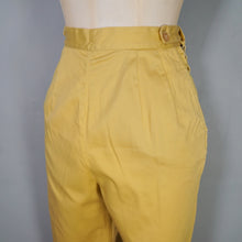 Load image into Gallery viewer, 60s MUSTARD YELLOW HIGH WAISTED CIGARETTE PANTS / TROUSERS - 28"