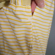 Load image into Gallery viewer, 50s YELLOW STRIPED COTTON DRESS WITH FULL SKIRT AND RIBBON BOW LATTICE - S