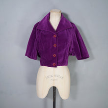 Load image into Gallery viewer, 60s SPORTAVILLE DEEP PURPLE VELVETY PIN CORD CROPPED JACKET - S
