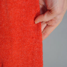 Load image into Gallery viewer, 60s 70s HANDKNITTED BRIGHT ORANGE FAIRISLE YOKE WOOL JUMPER - S-M