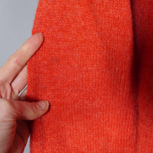 Load image into Gallery viewer, 60s 70s HANDKNITTED BRIGHT ORANGE FAIRISLE YOKE WOOL JUMPER - S-M