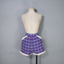 Load image into Gallery viewer, 50s 60s "BELMONT" BLUE WHITE AND RED HIGH WAISTED SHORT SHORTS - 24"