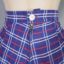 Load image into Gallery viewer, 50s 60s "BELMONT" BLUE WHITE AND RED HIGH WAISTED SHORT SHORTS - 24"
