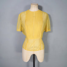 Load image into Gallery viewer, 50s 60s SUSAN GLENN SHEER VIBRANT YELLOW PINTUCKED BLOUSE - L
