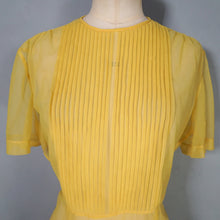 Load image into Gallery viewer, 50s 60s SUSAN GLENN SHEER VIBRANT YELLOW PINTUCKED BLOUSE - L