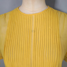 Load image into Gallery viewer, 50s 60s SUSAN GLENN SHEER VIBRANT YELLOW PINTUCKED BLOUSE - L