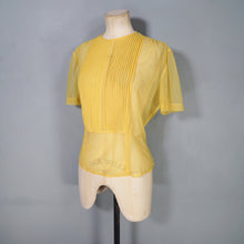 Load image into Gallery viewer, 50s 60s SUSAN GLENN SHEER VIBRANT YELLOW PINTUCKED BLOUSE - L