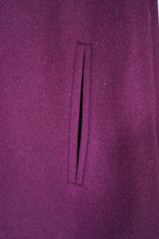 Load image into Gallery viewer, 60s WARM PLUM PURPLE CAPE COAT WITH FAUX FUR HOOD - S