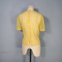 Load image into Gallery viewer, 50s 60s SUSAN GLENN SHEER VIBRANT YELLOW PINTUCKED BLOUSE - L
